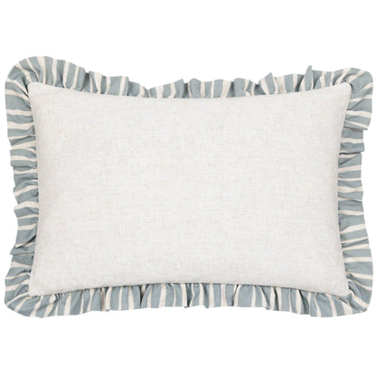 Coussin à Volants Rayé Carmon Lin/Bleu: Lin/Bleu / Garni en polyester / 40 x 60 cm