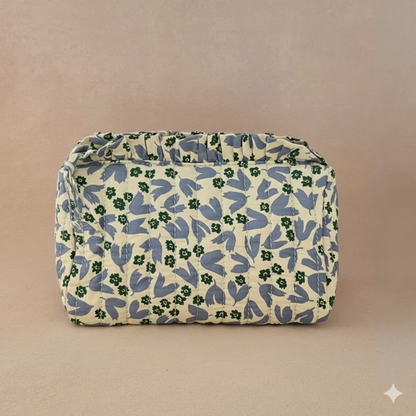 Trousse maquillage froufrou 100 % coton  : Tulipe marron