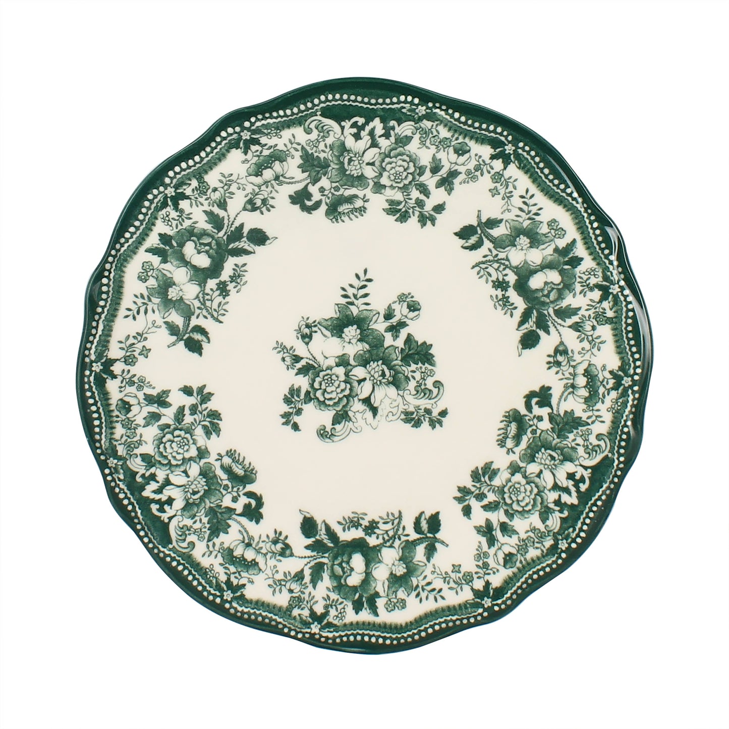 Assiette plate 26cm en porcelaine verte FAUSTINE