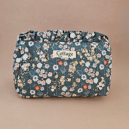 Trousse maquillage froufrou 100 % coton  : Tulipe marron