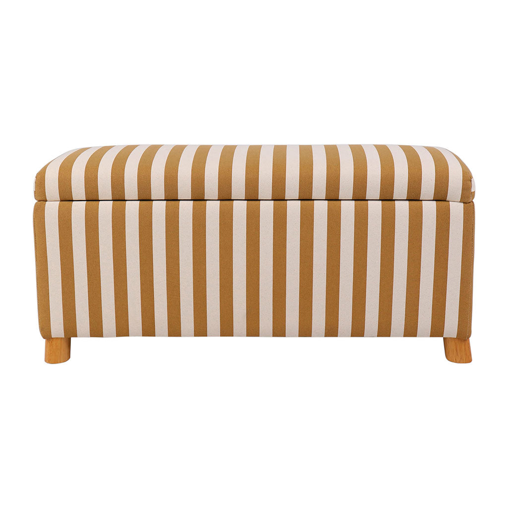 BANC COFFRE BELLY CAMEL+ECRU 101X40XH47.5 COTON