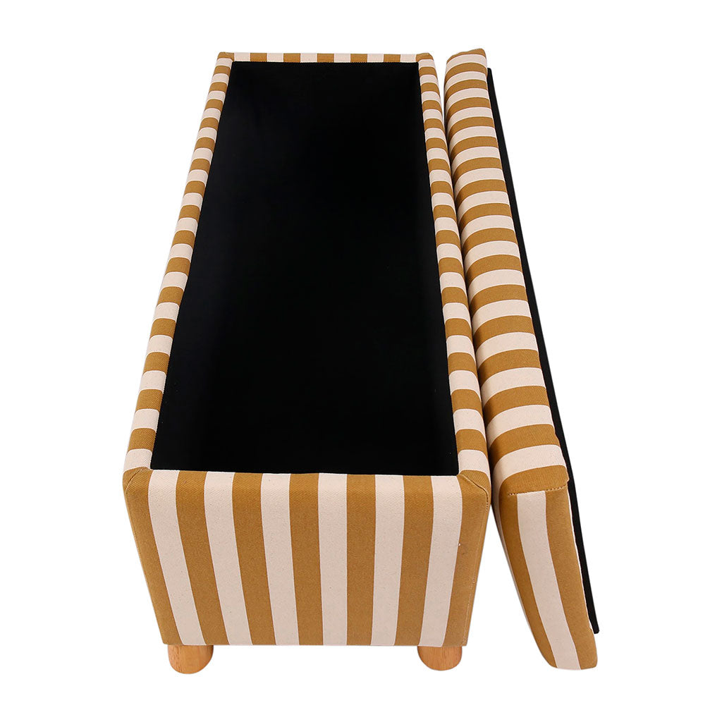 BANC COFFRE BELLY CAMEL+ECRU 101X40XH47.5 COTON