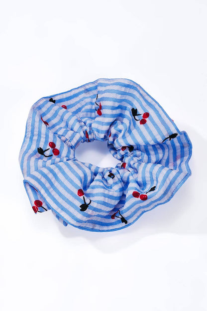 Chouchou rayé motif cerises 12cm FQ208XQ: Rose / 100% POLYESTER