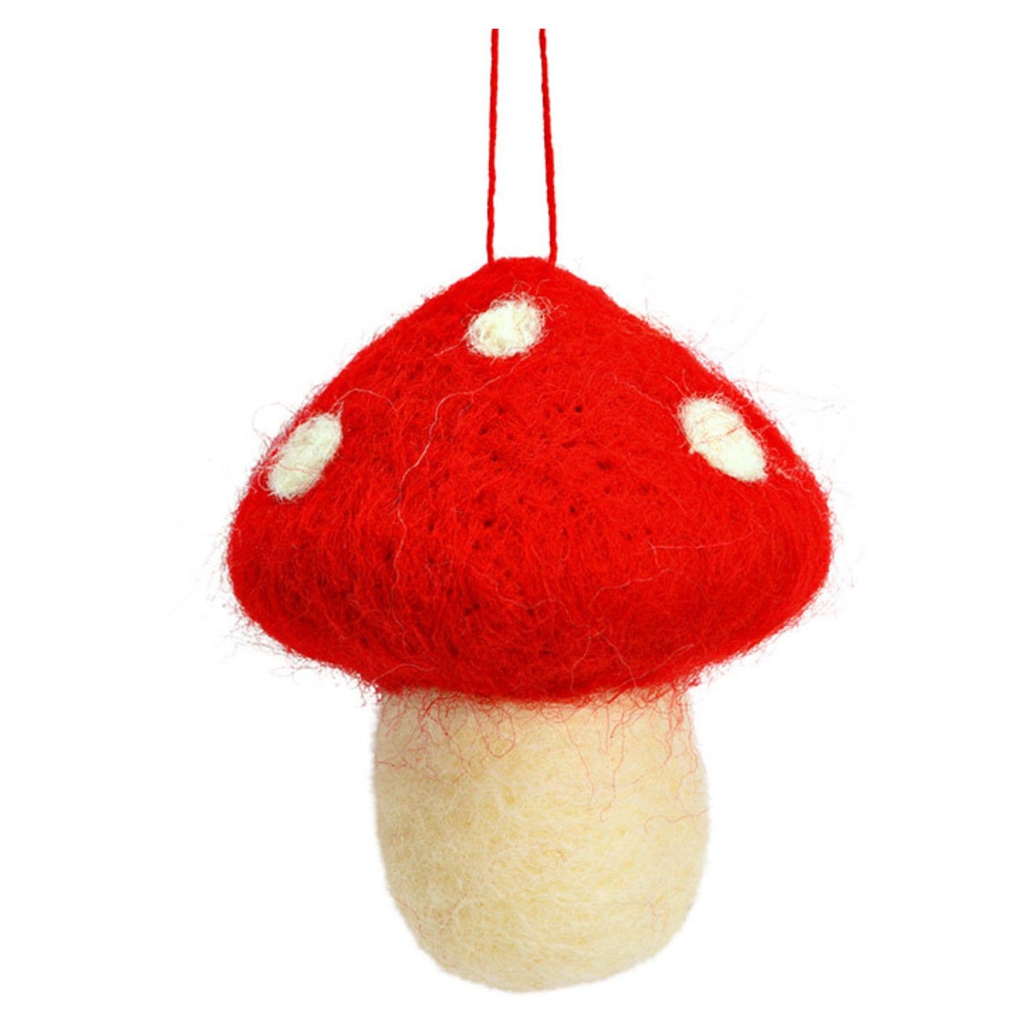 Champignon suspendu en feutre, rouge/blanc 6x6x6cm