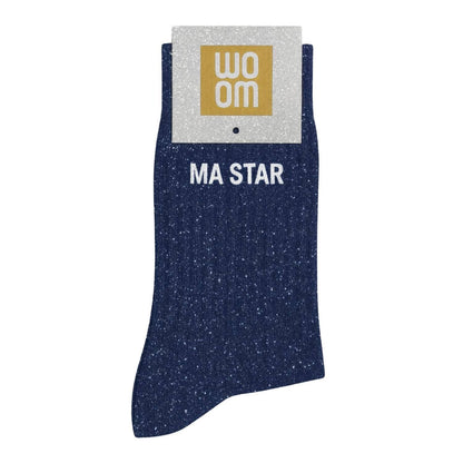 Chaussettes à Paillettes à Message "Ma Star" Marine