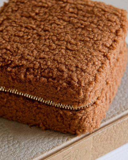 Boîte à bijoux de voyage Corinne en moumoute - camel