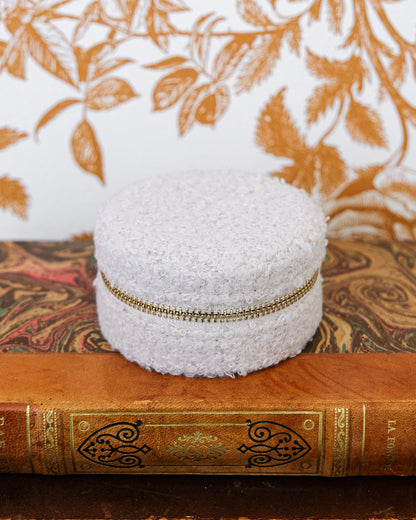 Boîte à bijoux de voyage Yvonne en moumoute - blanc