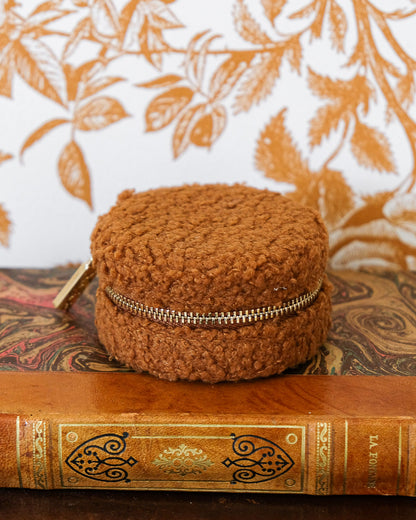 Boîte à bijoux de voyage Yvonne en moumoute - camel