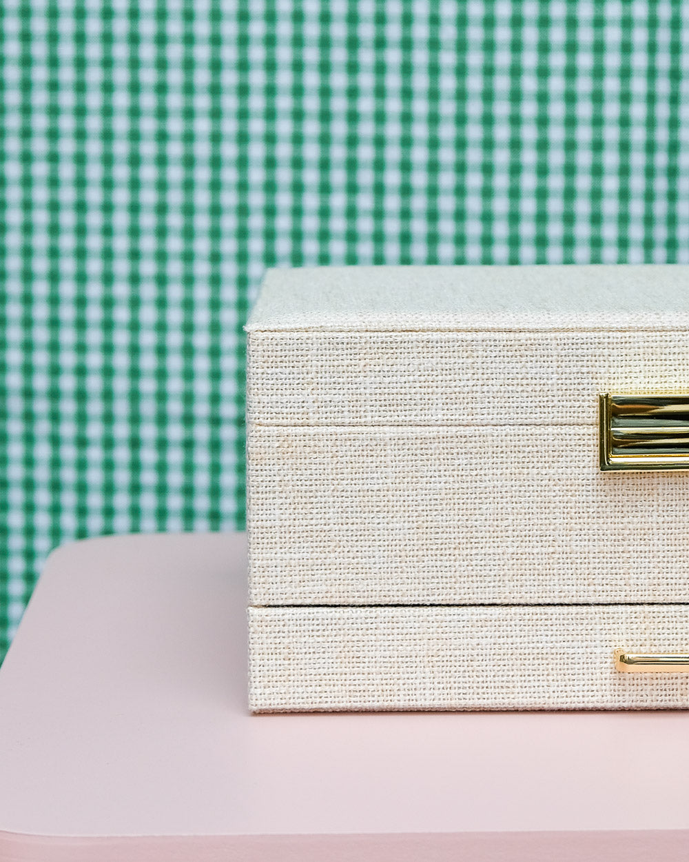 Boîte à bijoux Denise effet lin - beige