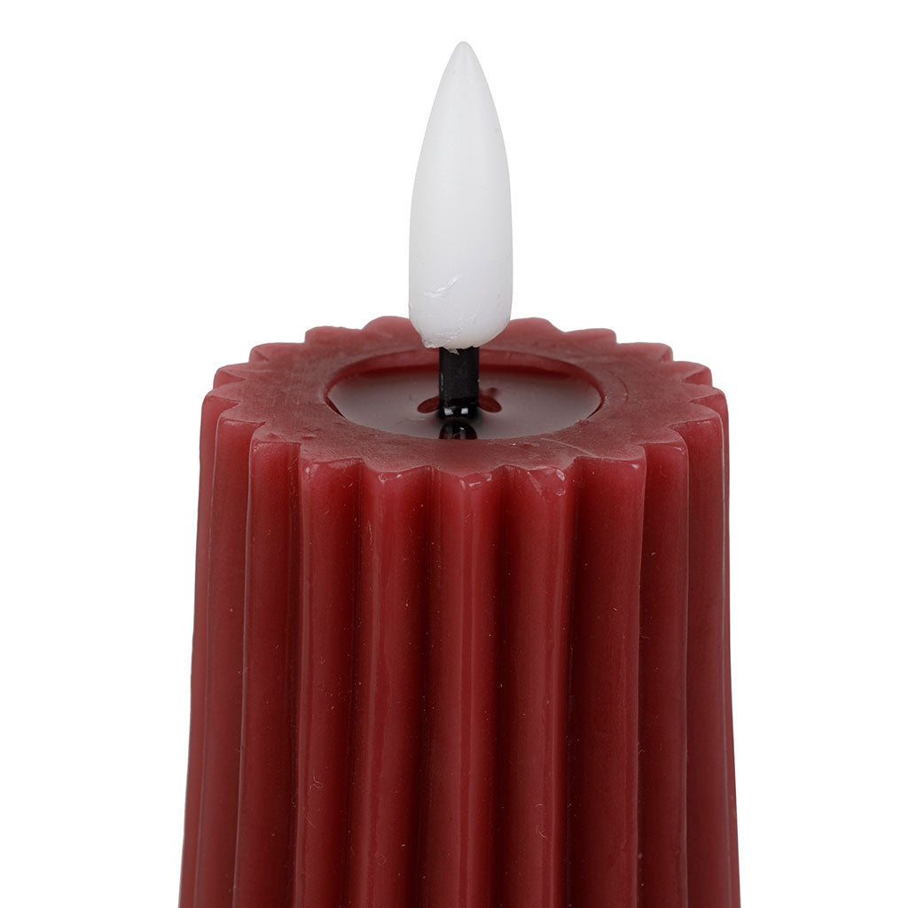 BOUGIE LED PILIER GRENAT D5.5XH19CM PARAFFINE