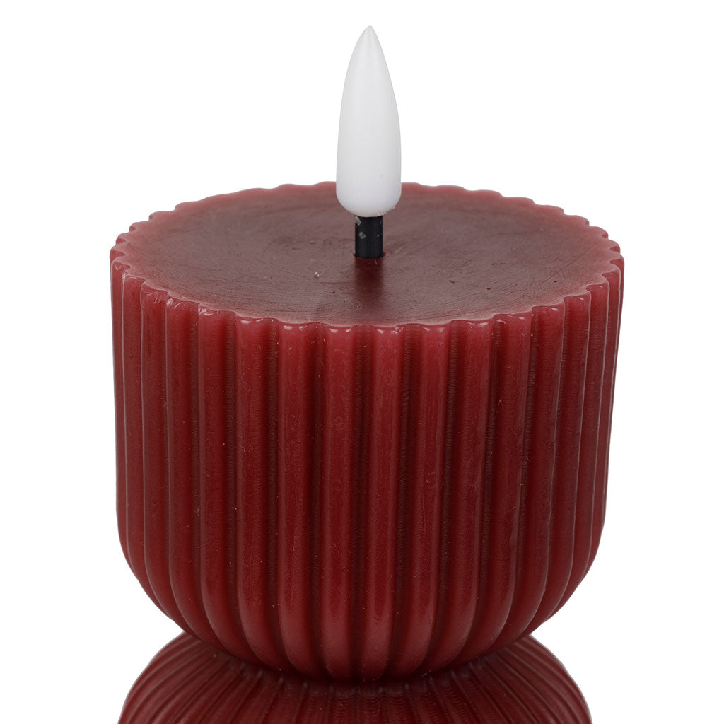 BOUGIE LED PILIER GRENAT D6.5XH25CM PARAFFINE