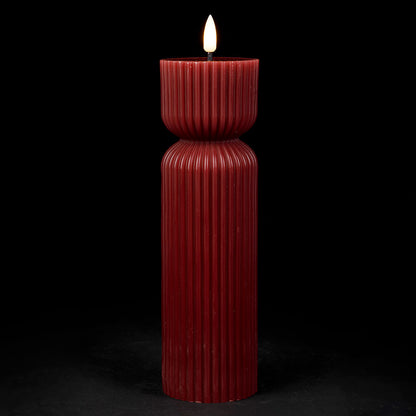 BOUGIE LED PILIER GRENAT D6.5XH25CM PARAFFINE