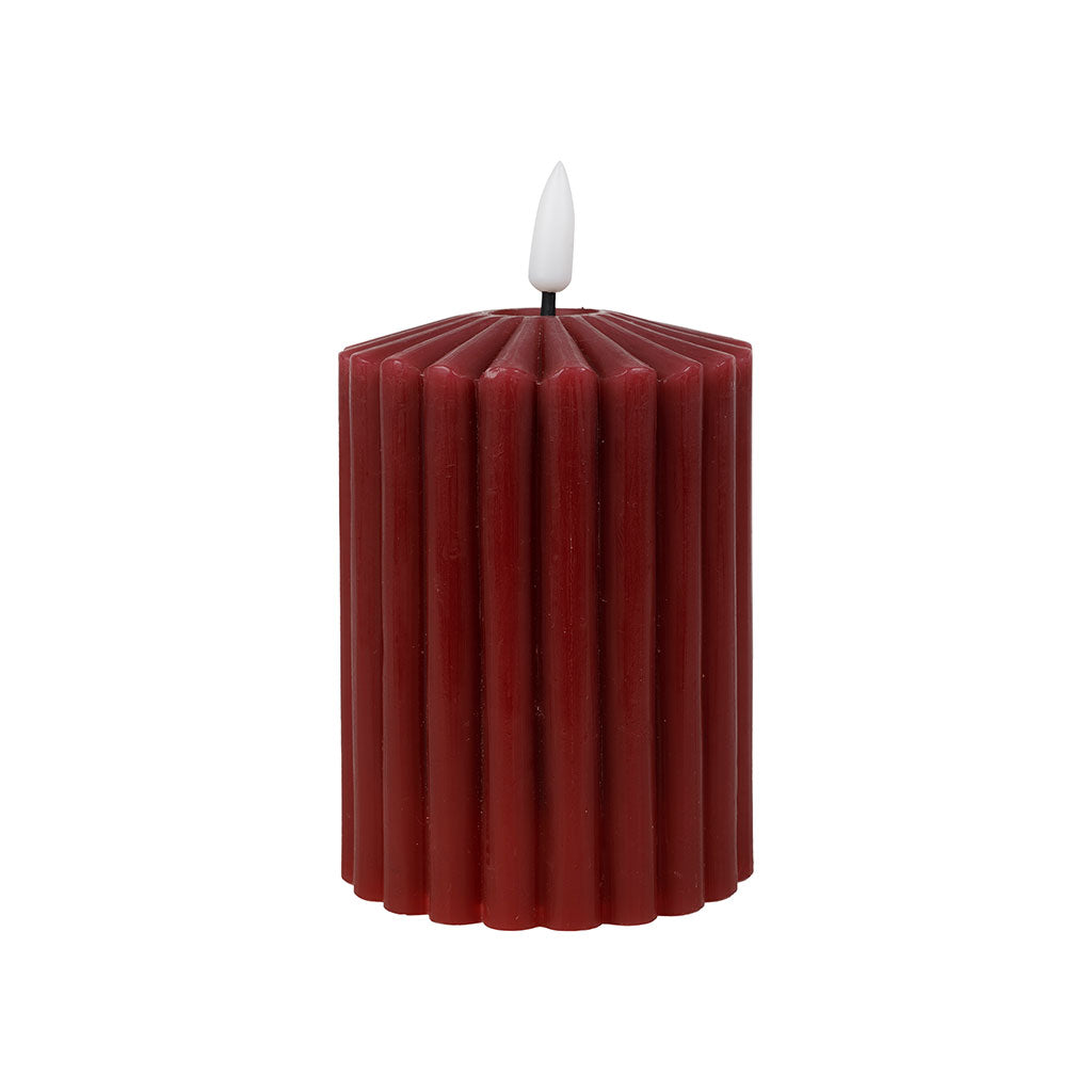 BOUGIE LED PILIER GRENAT D7.5XH13.5CM PARAFFINE