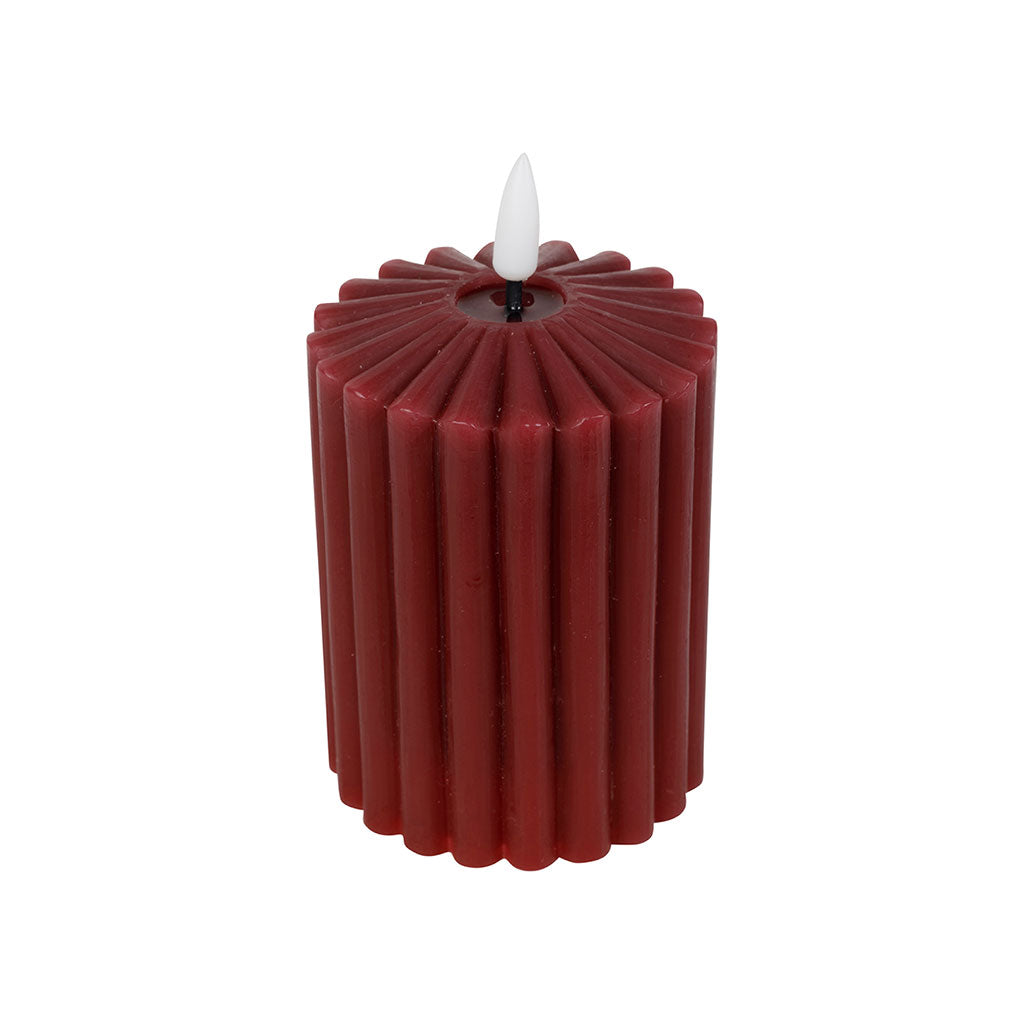 BOUGIE LED PILIER GRENAT D7.5XH13.5CM PARAFFINE