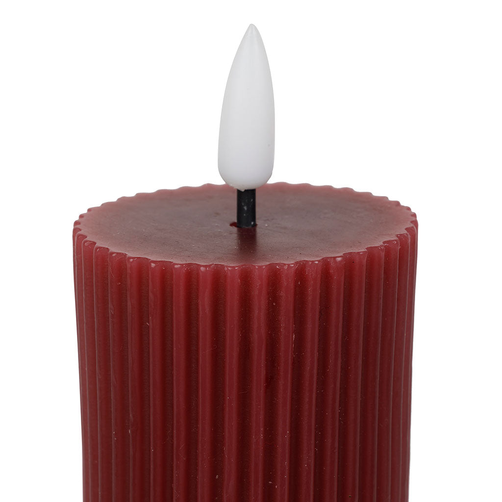 BOUGIE LED PILIER GRENAT D7.5XH22CM PARAFFINE