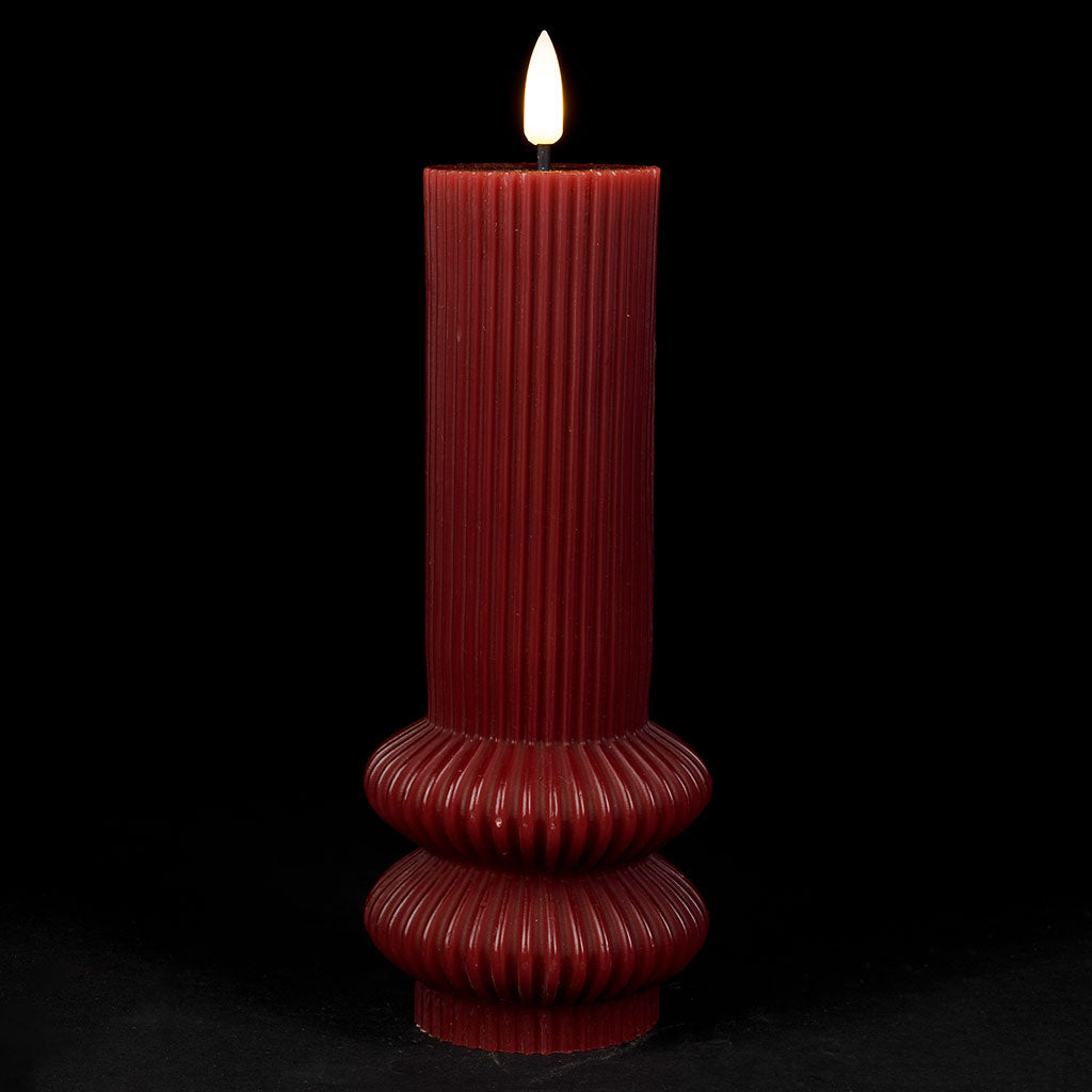 BOUGIE LED PILIER GRENAT D7.5XH22CM PARAFFINE