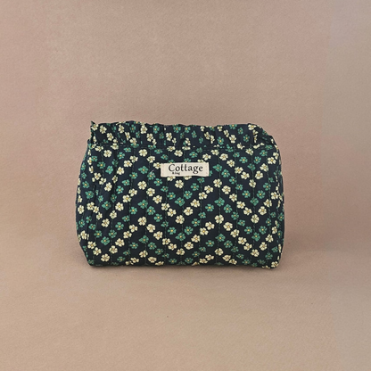 Trousse maquillage froufrou 100 % coton  : Tulipe marron