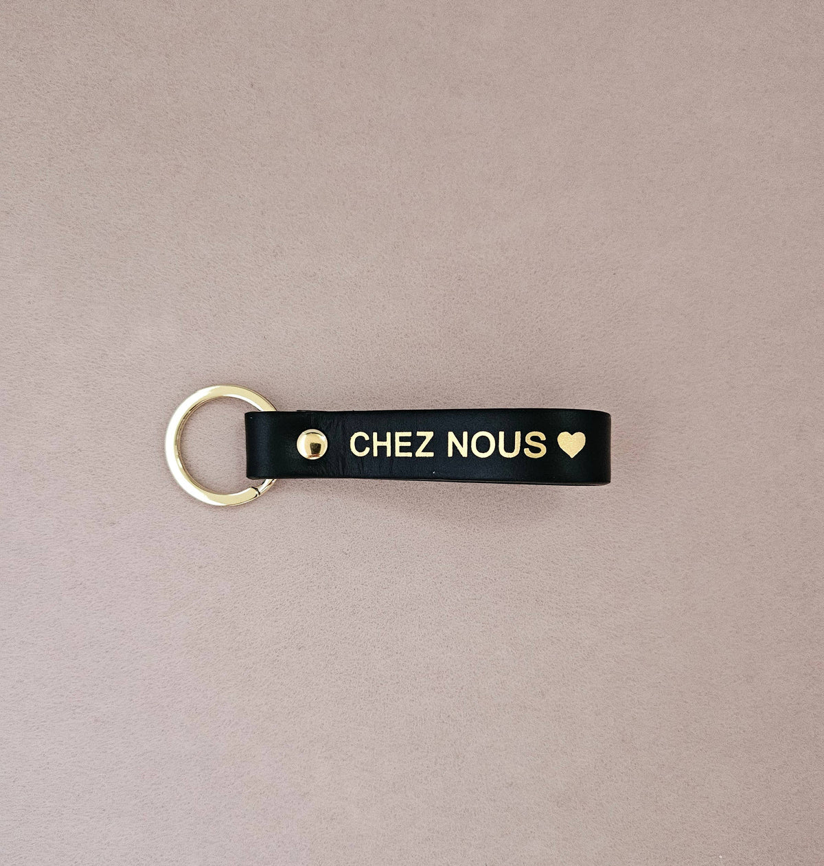 Porte-clé cuir  sweet home / chez nous: Vieux rose / Français / CHEZ NOUS ♥