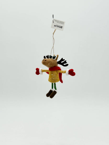 Ornement de Noël en feutre de cerf avec lunettes de soleil cool