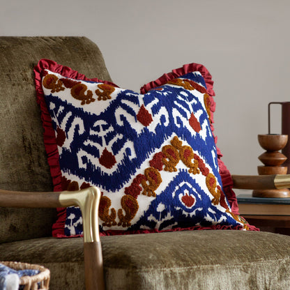Coussin Henderson en coton brodé Ruby/Gold: Ruby/Or / Garni en polyester / 45 x 45 cm