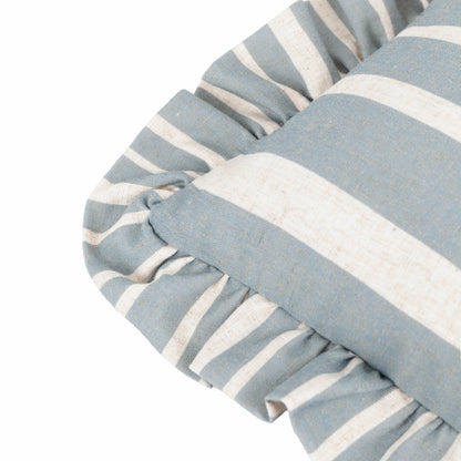 Coussin à Volants Rayé Carmon Lin/Bleu: Lin/Bleu / Garni en polyester / 40 x 60 cm