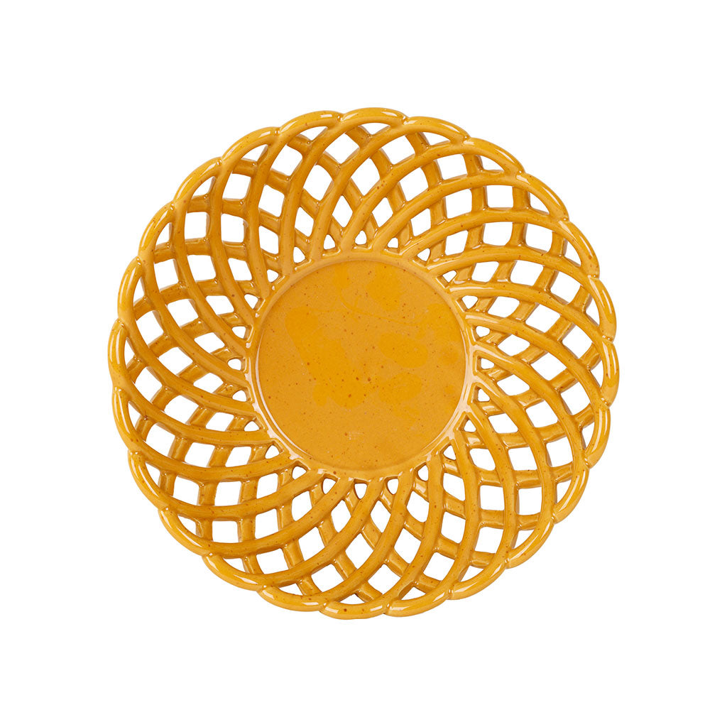 COUPE COLOREA MOUTARDE D20XH6.5CM GRES