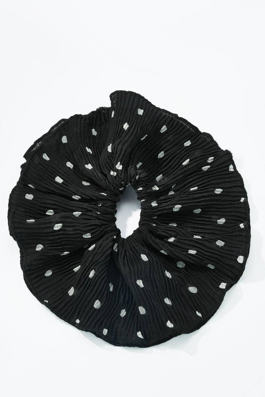 Chouchou plissé à pois FQ233XQ: Noir / 100% POLYESTER