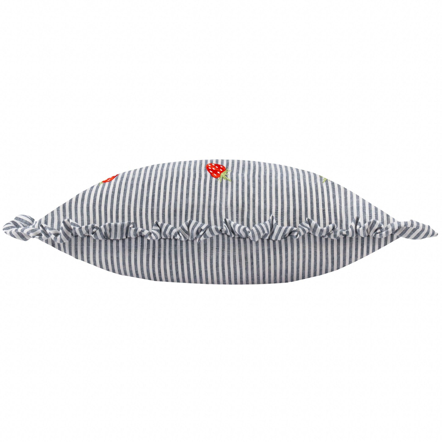 Coussin rayé Les Fruites avec volants et broderies fraises: Fraises / Garni en polyester / 30 x 50 cm