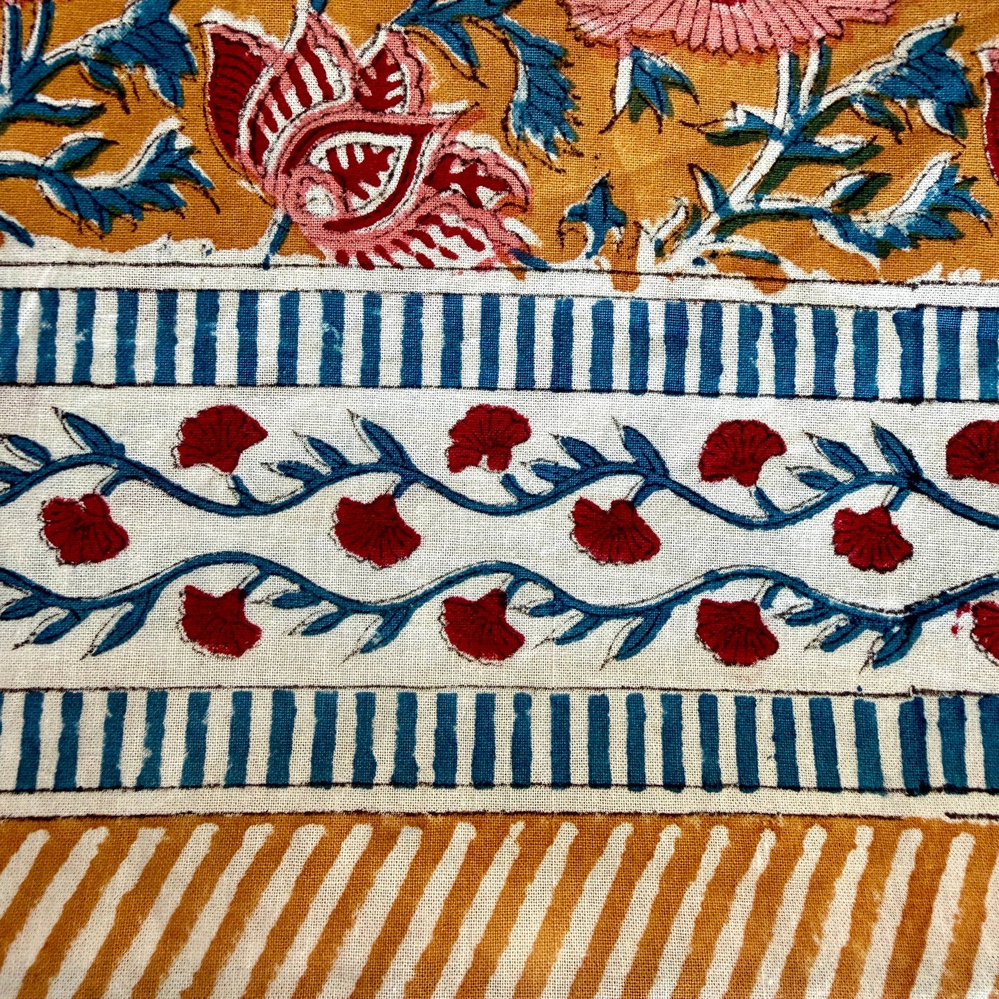 Nappe "Jardin d'été" coton imprimé main blockprint