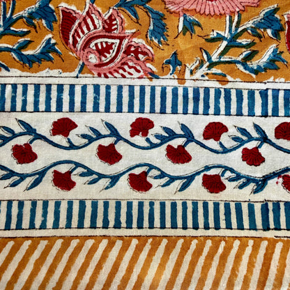 Nappe "Jardin d'été" coton imprimé main blockprint