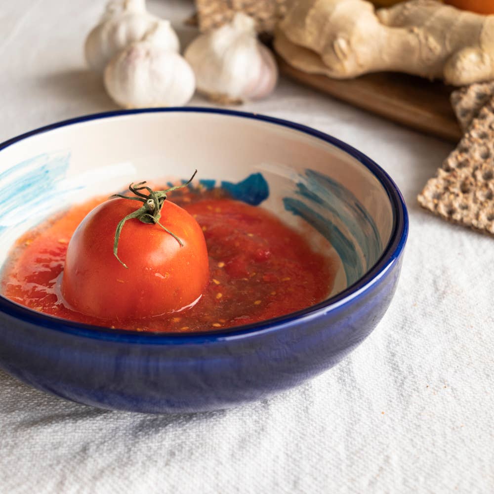 Assiette râpe à ail - Grande, en céramique bleue - Thon