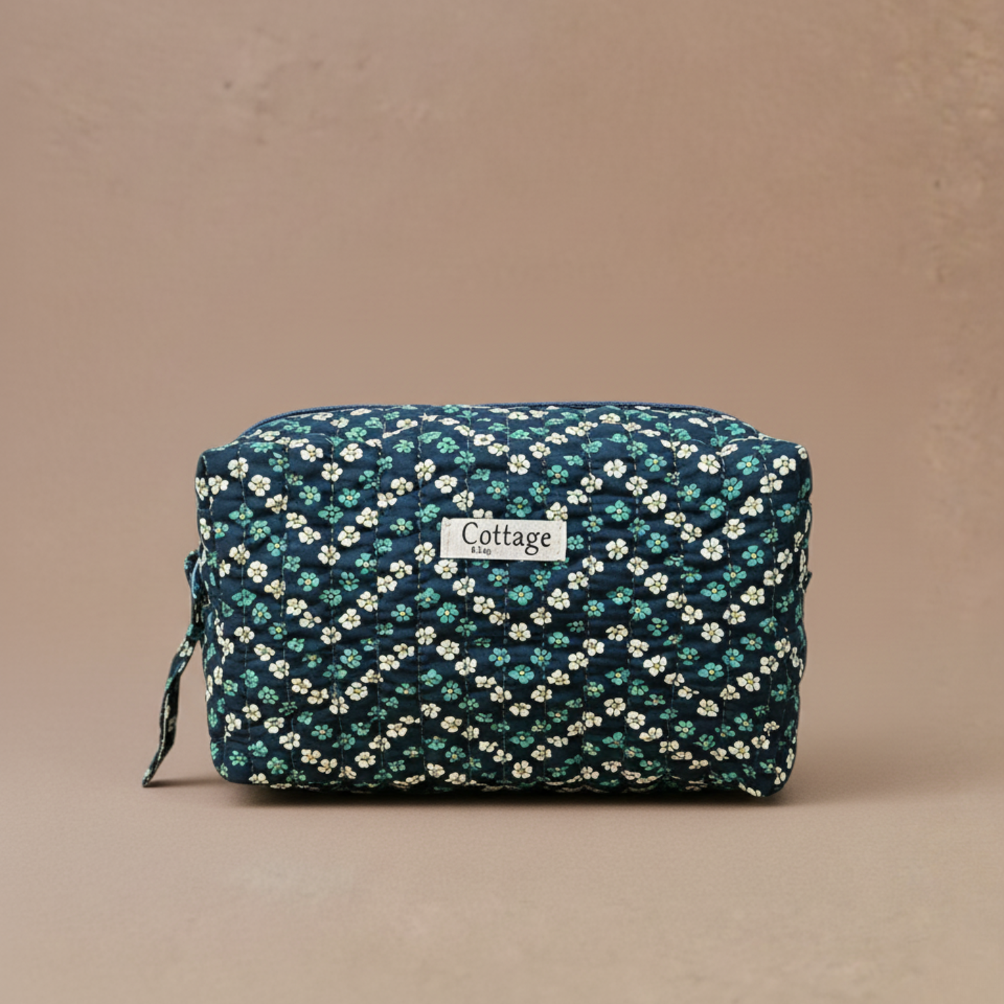 Trousse  de toilette XL 100 % coton  : Patch bleu