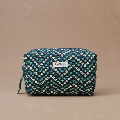 Trousse  de toilette XL 100 % coton  : Patch bleu