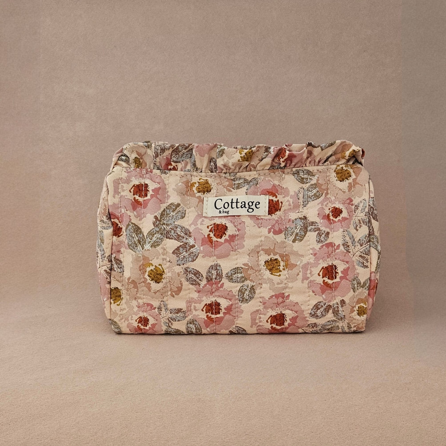 Trousse maquillage froufrou 100 % coton  : Flou rose