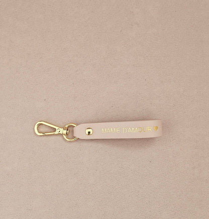 Porte-Clé Cuir - papy mamie d'amour : Vieux rose