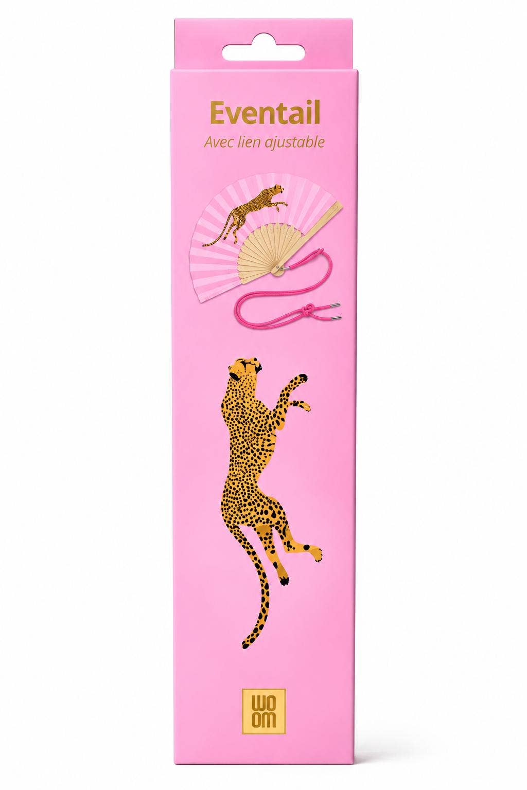 Eventail avec bandoulière - Léopard Rose