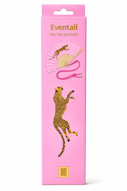 Eventail avec bandoulière - Léopard Rose