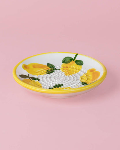 Assiette râpe-ail en céramique - Petite jaune et blanche - Limone
