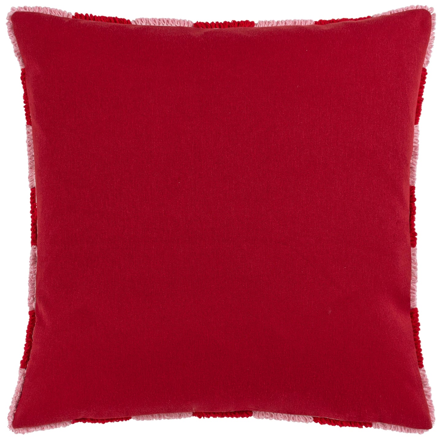 Coussin tricoté à damier rouge vif et rose vintage: Rouge ou rose mort / Garni en polyester / 45 x 45 cm
