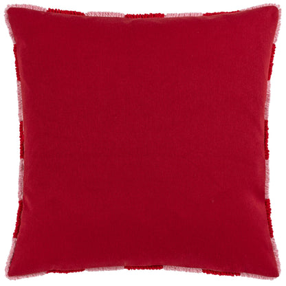 Coussin tricoté à damier rouge vif et rose vintage: Rouge ou rose mort / Garni en polyester / 45 x 45 cm