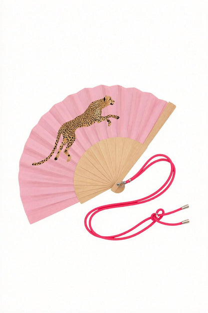 Eventail avec bandoulière - Léopard Rose