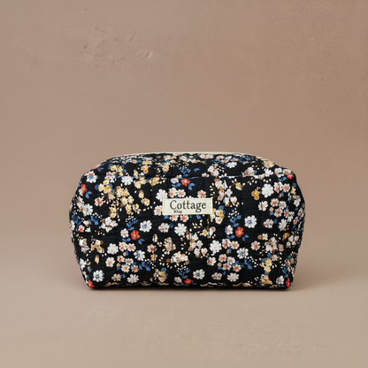 Trousse  de toilette XL 100 % coton  : Champetre bleu