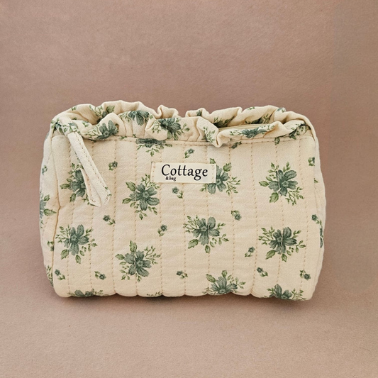 Trousse maquillage froufrou 100 % coton  : Espace vert