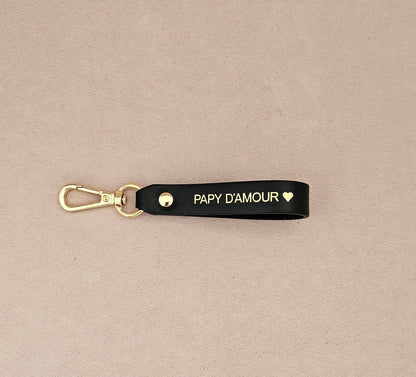 Porte-Clé Cuir - papy mamie d'amour : Champagne