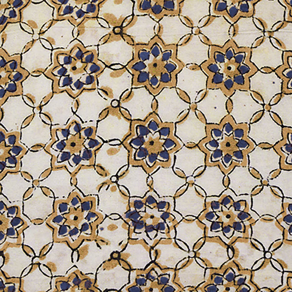 Plateau métal émaillé Zellige bleu 10x15, bordure dorée