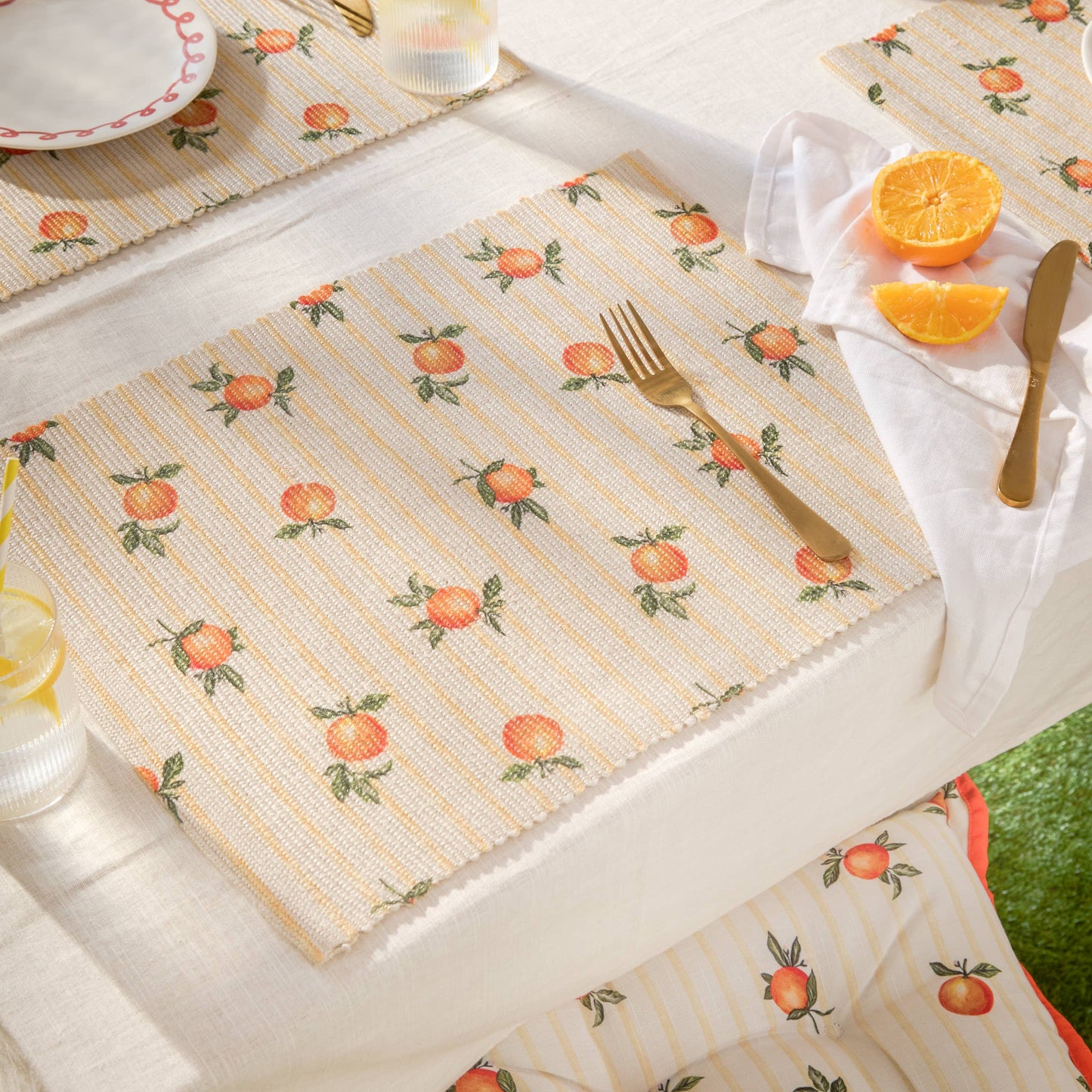 Fruits Oranges Lot de 4 Sets de Table Intérieur/Extérieur Jaune: Yellow / 36 x 46cm