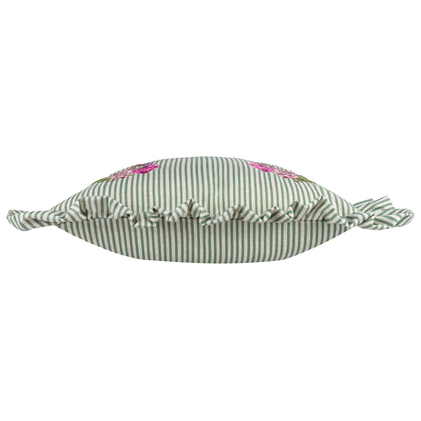 Coussin à Volants Brodé Martha Sauge: Sauge / Garni en polyester / 50 x 50 cm