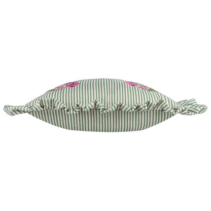 Coussin à Volants Brodé Martha Sauge: Sauge / Garni en polyester / 50 x 50 cm