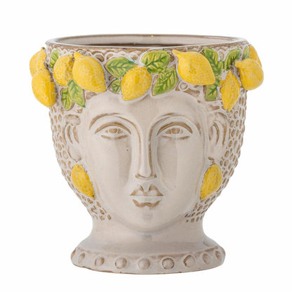 Pot de fleurs citron, Jaune, Grès