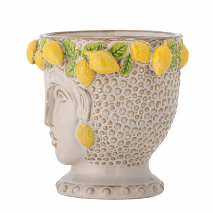 Pot de fleurs citron, Jaune, Grès